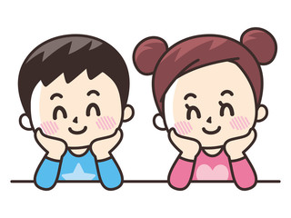 頬杖をつく子供