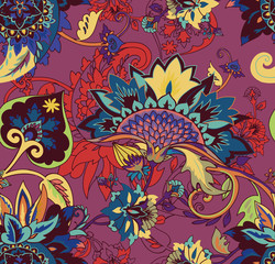 Fototapeta na wymiar Paisley. Seamless Textile floral pattern with oriental paisley ornament.