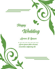 Vintage card happy wedding, decoration unique floral frame. Vector