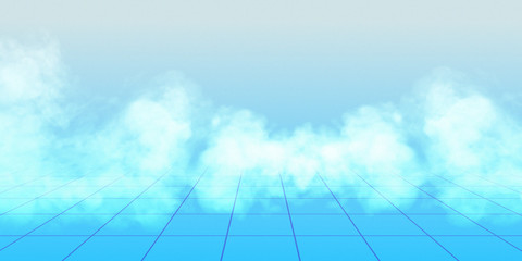 ice cold background , white and blue gradient whit grid and smoke. Illustration