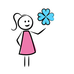 weibliches Strichmännchen mit Kleeblatt