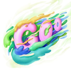 Cool sport illustration made up of colorful fluids
