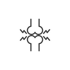 Human bone pain line icon. linear style sign for mobile concept and web design. Bones ache outline vector icon. Rheumatism symbol, logo illustration. Vector graphics