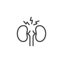 Human kidney pain line icon. linear style sign for mobile concept and web design. Inflammation of the kidney outline vector icon. Symbol, logo illustration. Vector graphics