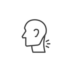 Cervical spine pain line icon. linear style sign for mobile concept and web design. Spine ache outline vector icon. Osteochondrosis symbol, logo illustration. Vector graphics