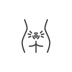 Back pain line icon. Backache linear style sign for mobile concept and web design. Spine pain outline vector icon. Symbol, logo illustration. Vector graphics
