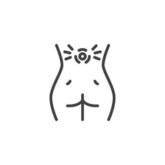 Backache line icon. Back pain linear style sign for mobile concept and web design. Spine pain outline vector icon. Symbol, logo illustration. Vector graphics