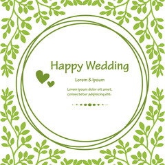 Retro style floral frame, vintage decoration, template card happy wedding. Vector