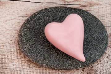 Simple Pink Heart On Stone