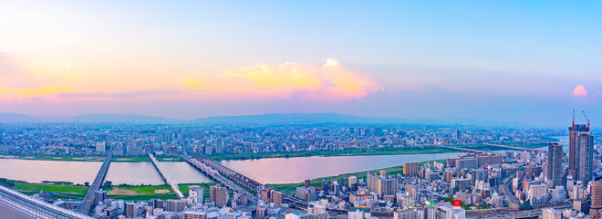 Fototapeta premium 大阪・都市風景・パノラマ