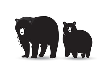 Bear. Mom and baby silhouettes icon 