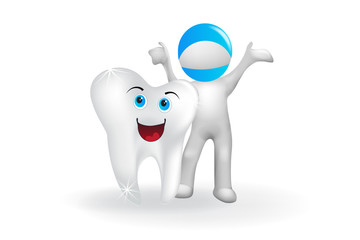 3D Doctor man with a healthy tooth logo vector