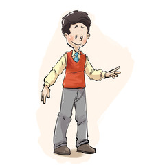 boy student raising hand from check