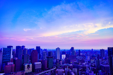 Fototapeta premium 大阪・都市風景・夕暮れ