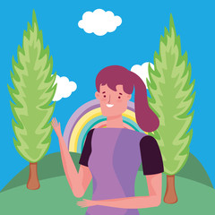 Avatar woman in park vector design