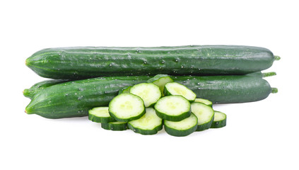 cucumber slices on white background