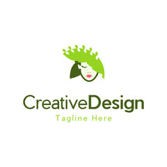 Organic Beauty Product Natural Skin Hair Care Girl Face Leaf Logo, Abstract design concept for beauty salon, massage, cosmetic and spa. Vector female logo design template.