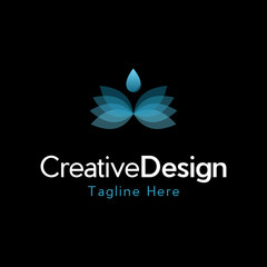flower shape. Vector, lotus drop logo vector design illustration