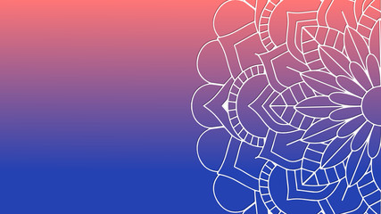 Circular pattern in form of mandala with lotus flower for Henna, Mehndi, tattoo, decoration. Decorative ornament in ethnic oriental style. Coloring book page. Isolated Blue and Orange background.