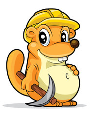 Happy Groundhog Day; Cartoon Cute Groundhog character vector illustration