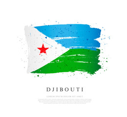 Flag of Djibouti. Brush strokes are drawn by hand.