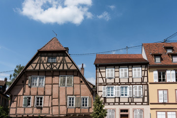 colorful half timbered houses in Wissembourg, France