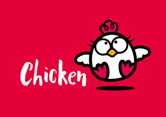Cute chicken mascot character restaurant vector logo - vector