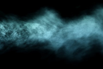 Cute dark mystery flat smoke line isolated on black - 3D illustration of smoke
