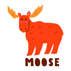 Moose. Hand drawn vector illustration design. Best for nursery, childish textile, apparel, poster, postcard.