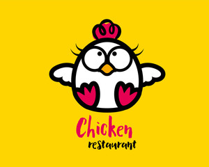 Cute chicken mascot character for food restaurant - vector logo