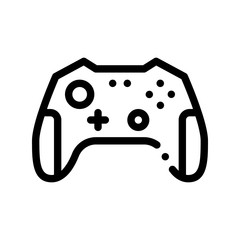 Interactive Kids Video Games Gamepad Vector Icon Thin line. Video Play Controller Joystick Detail Game Children Playing Gaming Items Linear Pictogram. Monochrome Contour Illustration