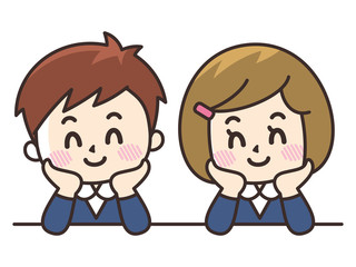 頬杖をつく小学生