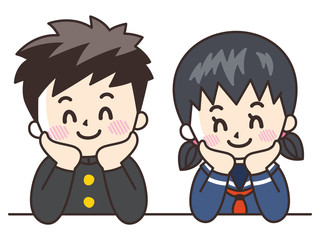 頬杖をつく中高生