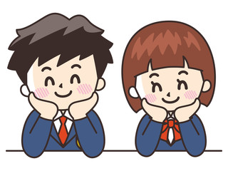 頬杖をつく中高生