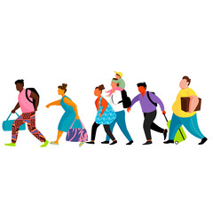 group of people with Luggage. vector image of people in the queue