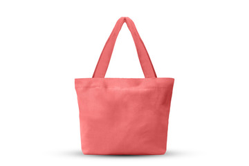 pink cloth shopping bag isolated on white background with clipping path