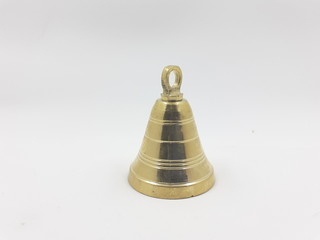 Small Vintage Traditional Golden Bell for Decoration in White Isolated Background