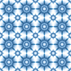 Winter seamless pattern with snowflakes, stars or abstract flowers in light blue shades. Christmas texture