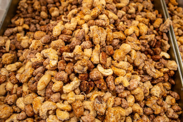 roasted Almonds and cashews nuts shop at a street food festival