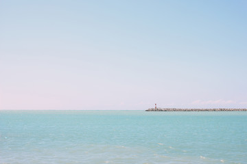 Obraz premium Minimal landscape of Black sea with lighthouse, Sochi, Russia, nature background