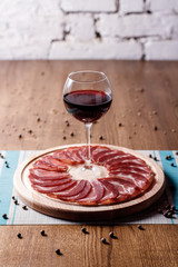 Salami, sausage, prosciutto and wine