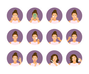 Makeup and skin care stages vector