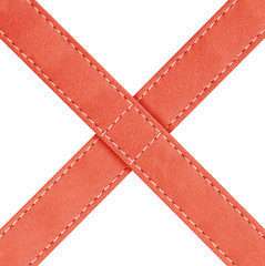 red leather with seam cross belt isolated on white background with clipping path
