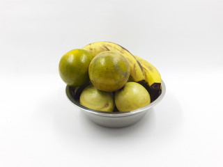 Organic Guava Banana Orange Fruit in White Isolated Background