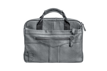 Black Leather bag isolated on white background with clipping path