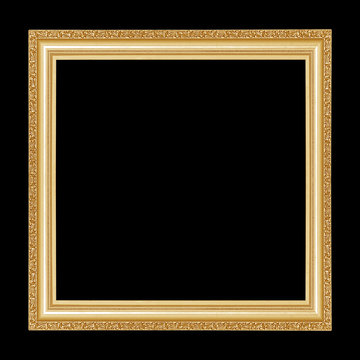 antique gold frame isolated on black background with clipping path