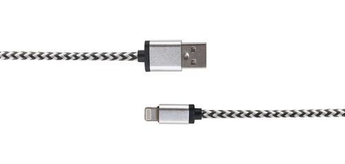 Cable connector micro-USB to USB on white background with clipping path