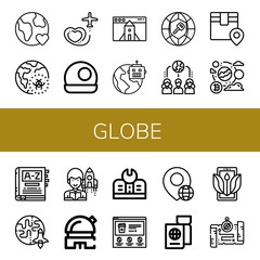 Set of globe icons such as Earth, Global warming, Travel, Crystal ball, Website, Global, Network, Logistics, Dictionary, Astronomer, Observatory, Education, Globe, Passport , globe