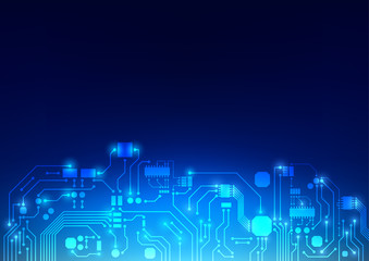 Abstract technology background. Digital technology communication concept. Circuit board. Electronic motherboard. Vector illustration.