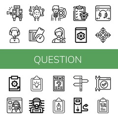 Set of question icons such as Support, Customer service agent, Confused, Test, Lifebuoy, Assistant, Clipboard, Manual, Direction, Service, Suspect, Question, Directions , question